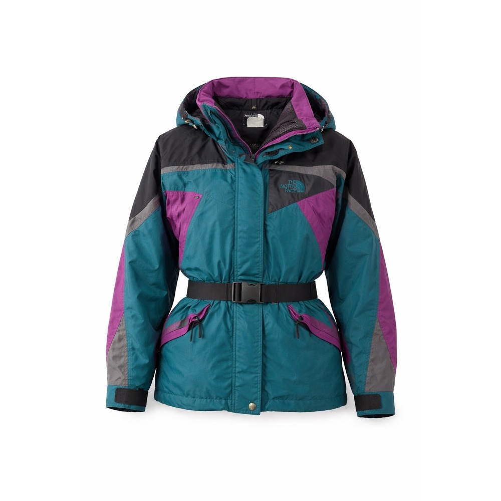 The North Face Vintage 90s Extreme Gear Belted Ski Jacket Teal Purple Womens L